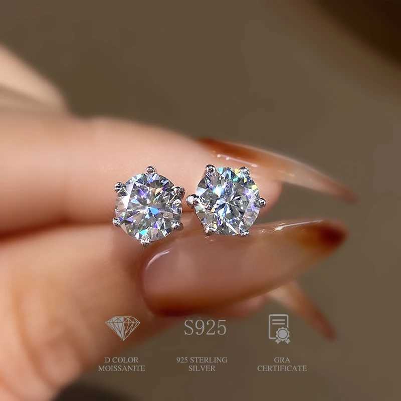 KNB 0.1CT-2CT D Color Lab Created Diamond Certified Moissanite Stud Earrings for Woman Gift 925 Sterling Silver Wedding Jewelry Y250222