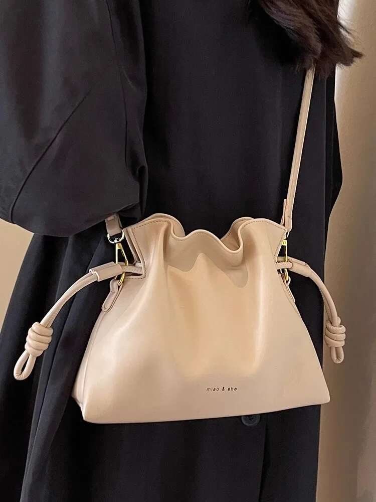 Shoulder Tote Handbags New Style Fashion Pleated Drawstring Bucket Bag Popular Crossbody Bags For Women
