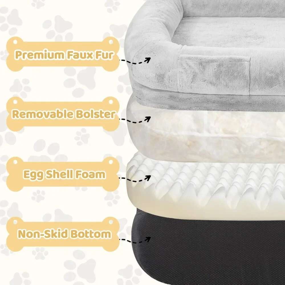 Bed for Adults, 71" Long Human Size Dog Bed, Removable Cover, Washable, Waterproof, Orthopedic Design