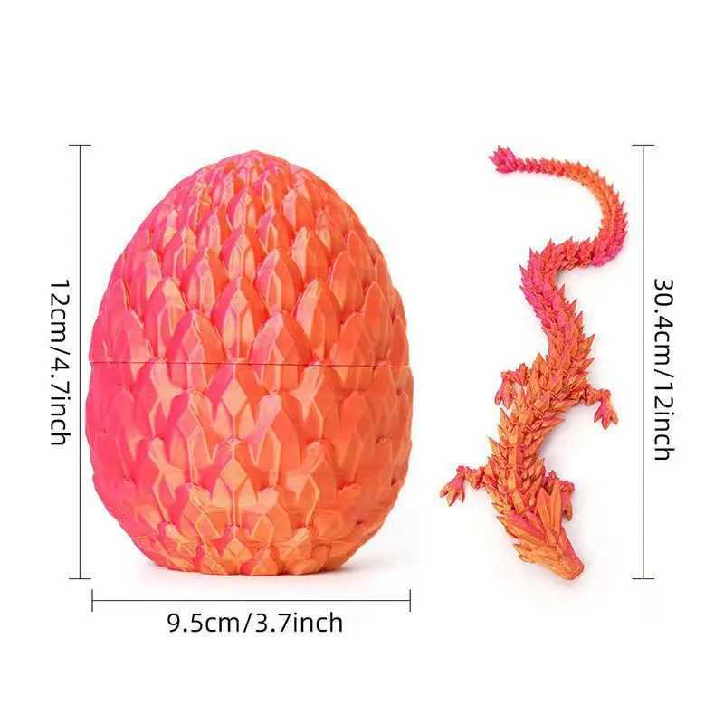 1PCS 3D Printed Egg with Full Dragon Modle Movable Rotatable Articulated Desktop Ornament Kid Toy Free shipping