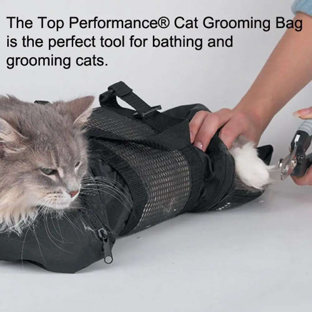 Mesh Cat Grooming Bathing Bag Oxford Cloth Washing Bags For Pet Nail Trimming Anti Scratch Cleaning Shower Bite Restraint