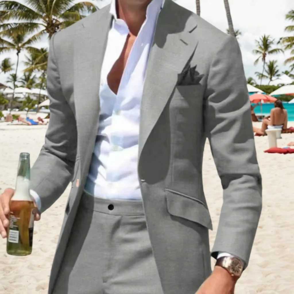 Casual Stylish Mens Suit Notched Lapel 2 Pieces Suits Blazer and Pants Tuxedo for Wedding Performance Business Ceremony DressesXJ250222