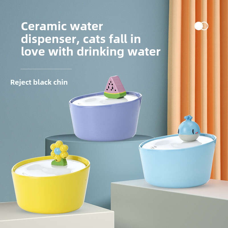 Pet Friendly Swan Design Ceramic Electric Fountain - Hygienic Drinking Solution with Ergonomic Neck Support for Cats