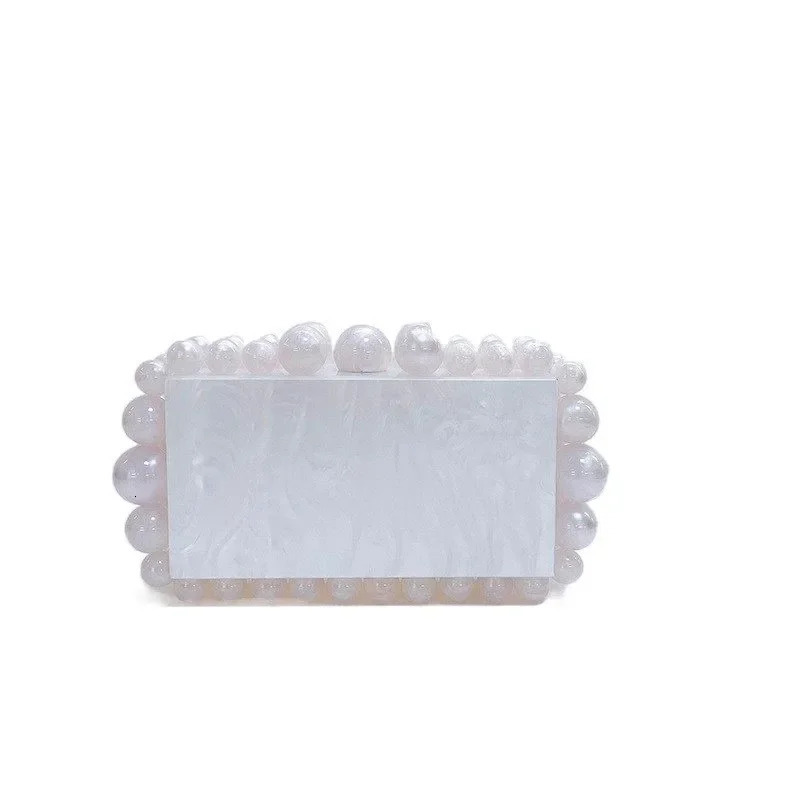 Acrylic Evening Bags for Women Square Clutch Bag Lady Lipstick Purse Trend Shoulder Bag Fashion Beads Handbag 250221