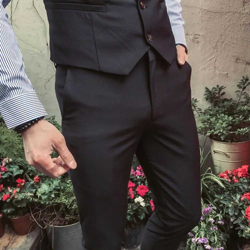 1 Set Men Vest Suit Coat Pants Set Formal Solid Color Men Three-piece Suit Turn-down Collar Long Silky Smooth Business SuitXJ250222