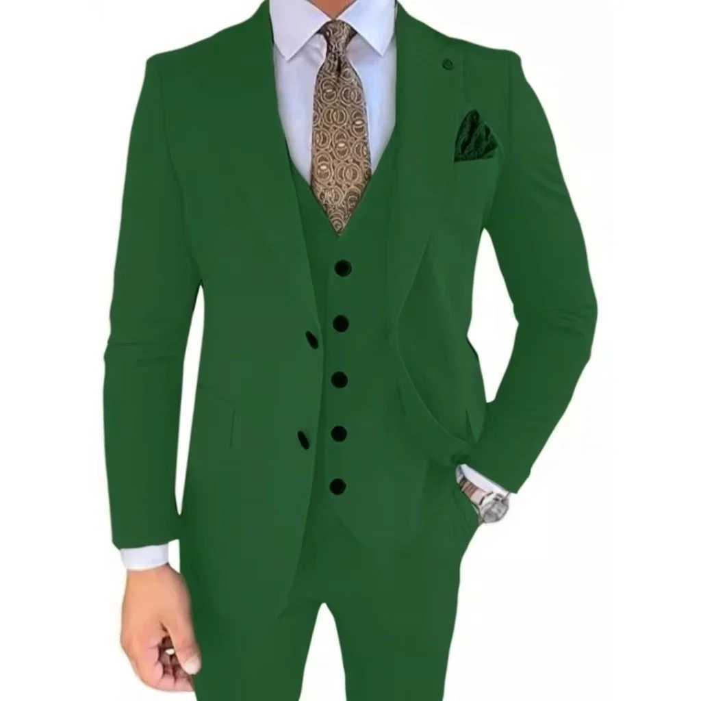 2024 New Luxury Suits for Men 3 Pieces Blazer Vest and Pants Set Formal Peak Lapel Tuxedo Set for Business Prom BanquetXJ250222