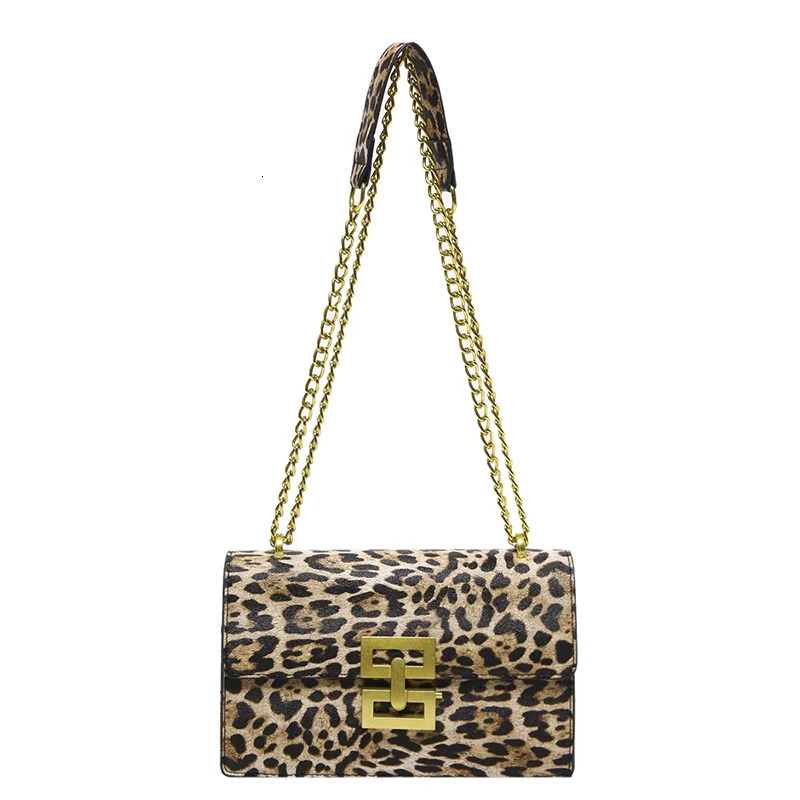 Leopard print Clutch Bag PU Leather Shoulder Side Bags for Women Chain Mobile Phone Purses Crossbody Ladies Fashion Handbag 250218