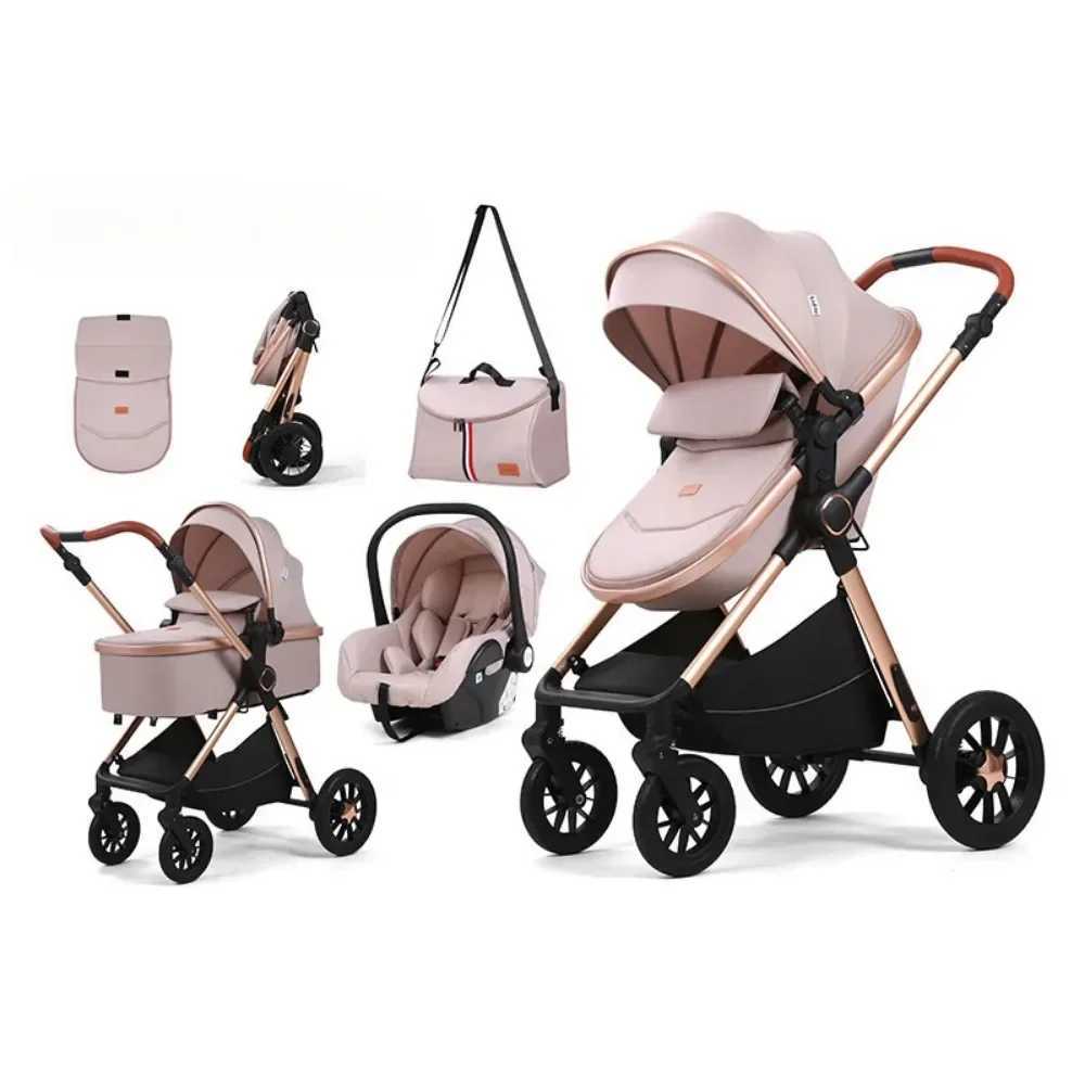 3-in-1 Multifunctional Baby Stroller Portable Detachable Baby Basket Sitting and Lying Baby Stroller High-view Child StrollerXJ250222