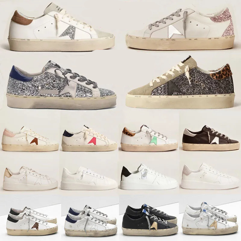 with box New Italy Brand Designer Casual Shoes Women Hi Star Luxury Shoe Sneakers Sequin Classic White Do Old Dirty Lace Up Man Super Star Sneakers Unisex