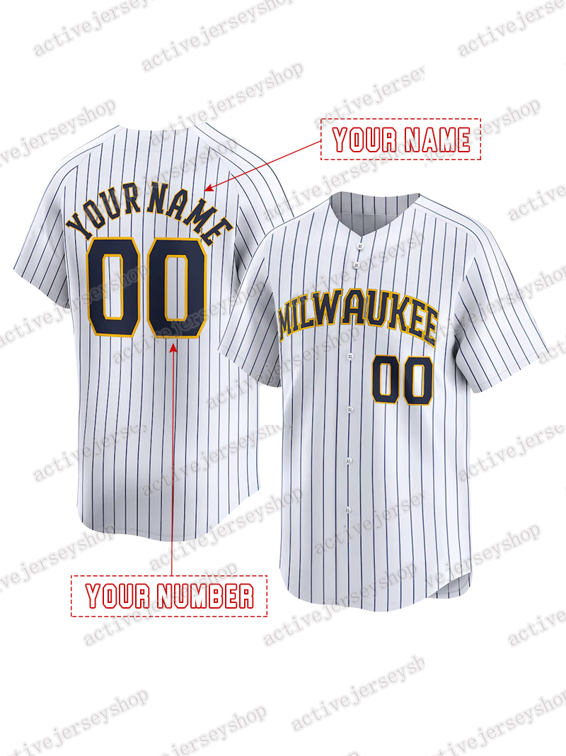 Custom Jersey 12 Rhys Hoskins 2025 Jackson Chourio Brice Turang Garrett Mitchell Yelich William Contreras Brandon Woodruff Jose Quintana