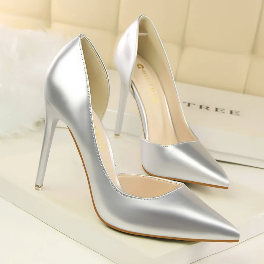 Women 7.5cm 10.5cm High Heels Yellow Pumps Office Sexy Stiletto Wedding Bridal Scarpins Low Heels Lady Orange Silver Party Shoes 250221