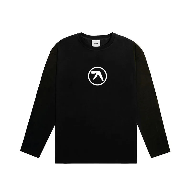 Men TShirt Aphex Twin Long Sleeve Print Cotton Graphic Oversized Korean Fashion Short Tops Tees Y2k Streetwear Clothing 250211
