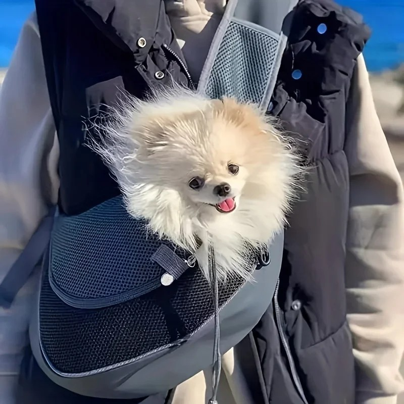 1 Dog Outing Backpack, Dog Carrier, Breathable Mesh Travel Crossbody Bag for Outdoorsy Puppies and Cats Hiking and Camping