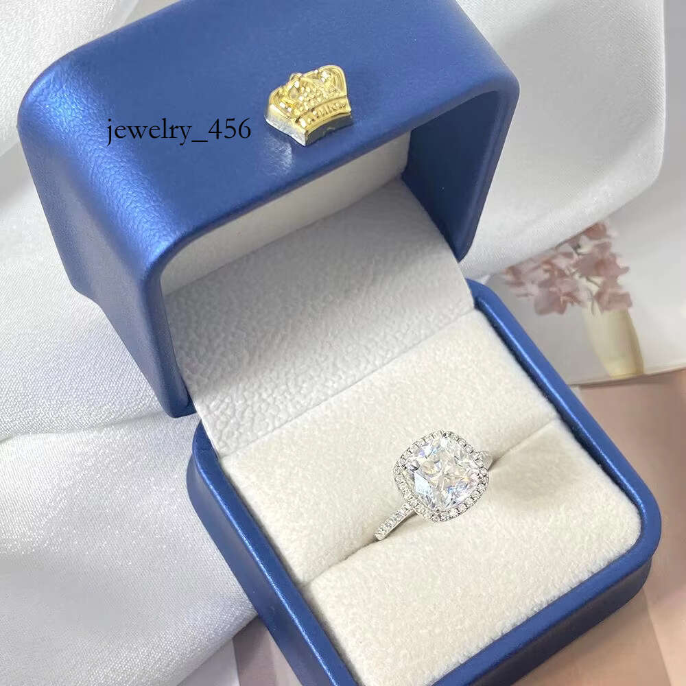 FOXI VVS 3.5 Ct Cushion Cut White Simulated Moissanite Dia Engagement Rhodium Plating Halo Ring Finish Gift for Women