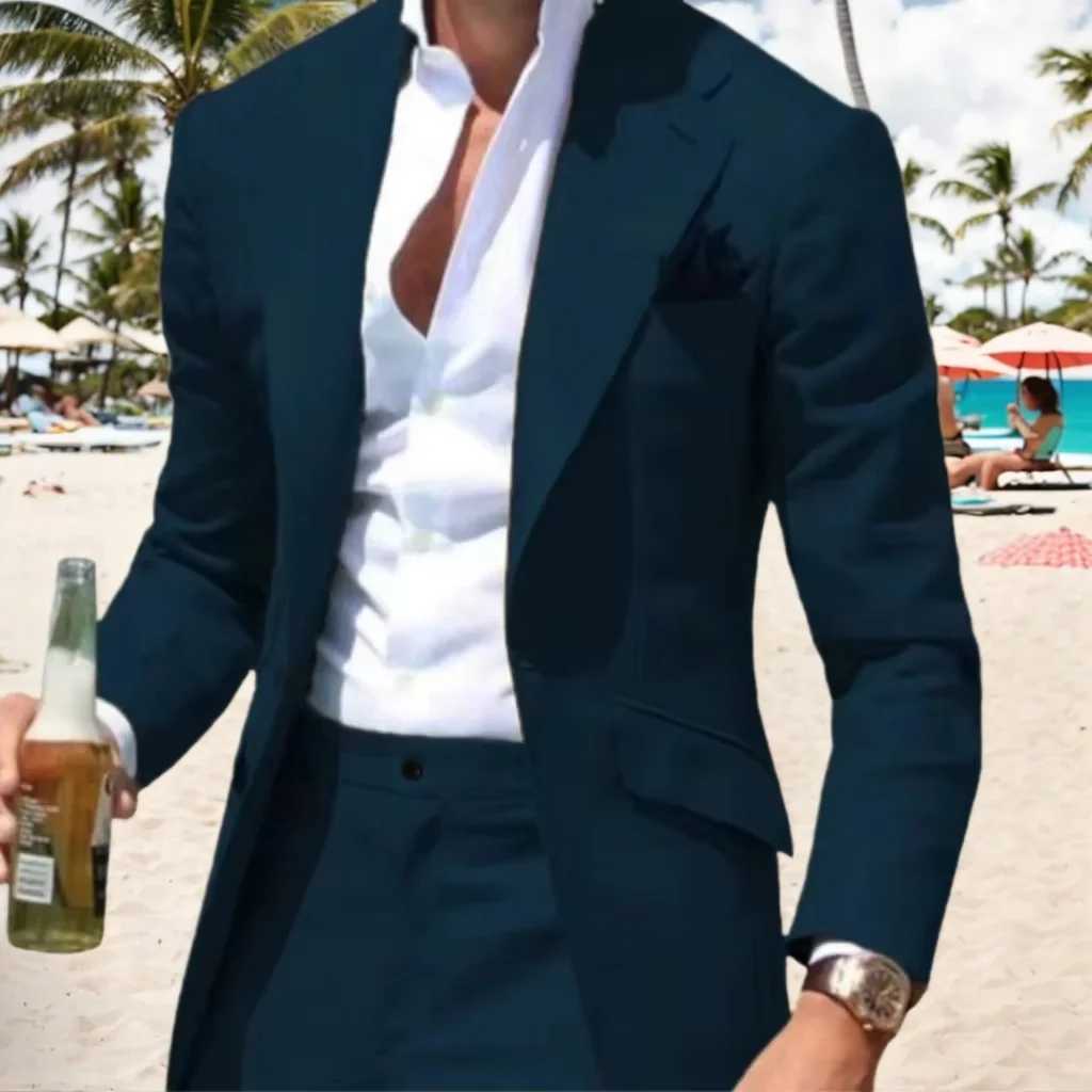 Casual Stylish Mens Suit Notched Lapel 2 Pieces Suits Blazer and Pants Tuxedo for Wedding Performance Business Ceremony DressesXJ250222