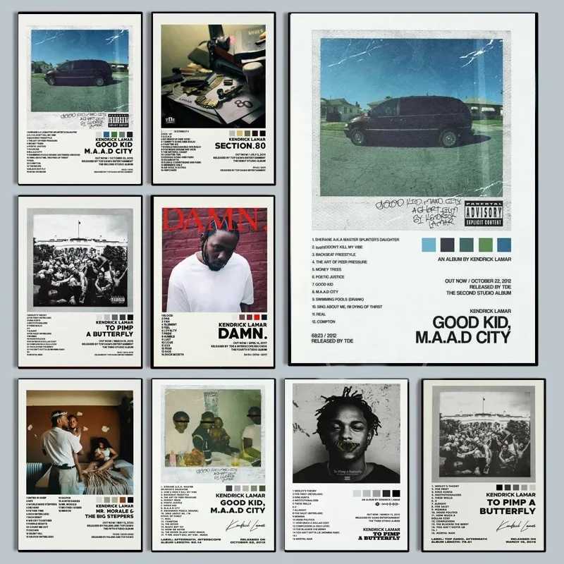 Good Kid Maad City Hip Hop sic Album Cover Poster Prints Wall Art Canvas Painting Picture Gift Ro He Decor Y250218