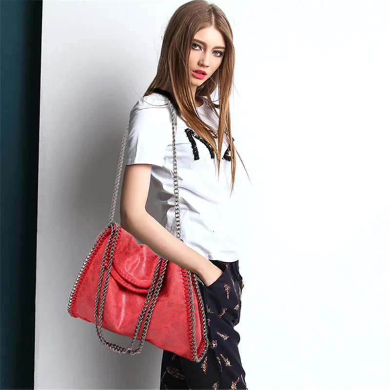 Fashion Womens Chain Shoulder Bag Large Capacity Crossbody Tote Female Foldable Solid Color Handbags Shopping Bags 250218