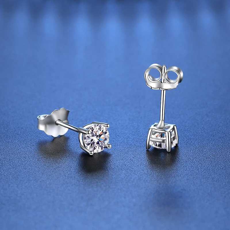 B Moissanite Studs Earrings Pass Diamond tester Pen For Men Women 18K Platinum Plated Bride Wedding Gemstone 925 Silver Earrings Y250222
