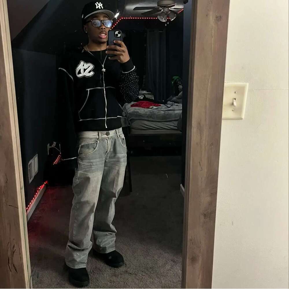 American Fashion Embroidery Personality Flash Dia Oversize Zipper Hoodie Men Y2K New Haruku Gothic Casual Joker Sweatshirt