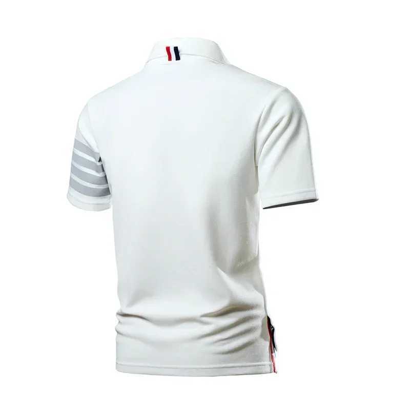 Men's Polos Mens Polo Shirt 2024 Summer New Light and Thin Solid Color Casual Elastic Slim Short Sleeve T-shirt Oversized Size Men Clothing z2502