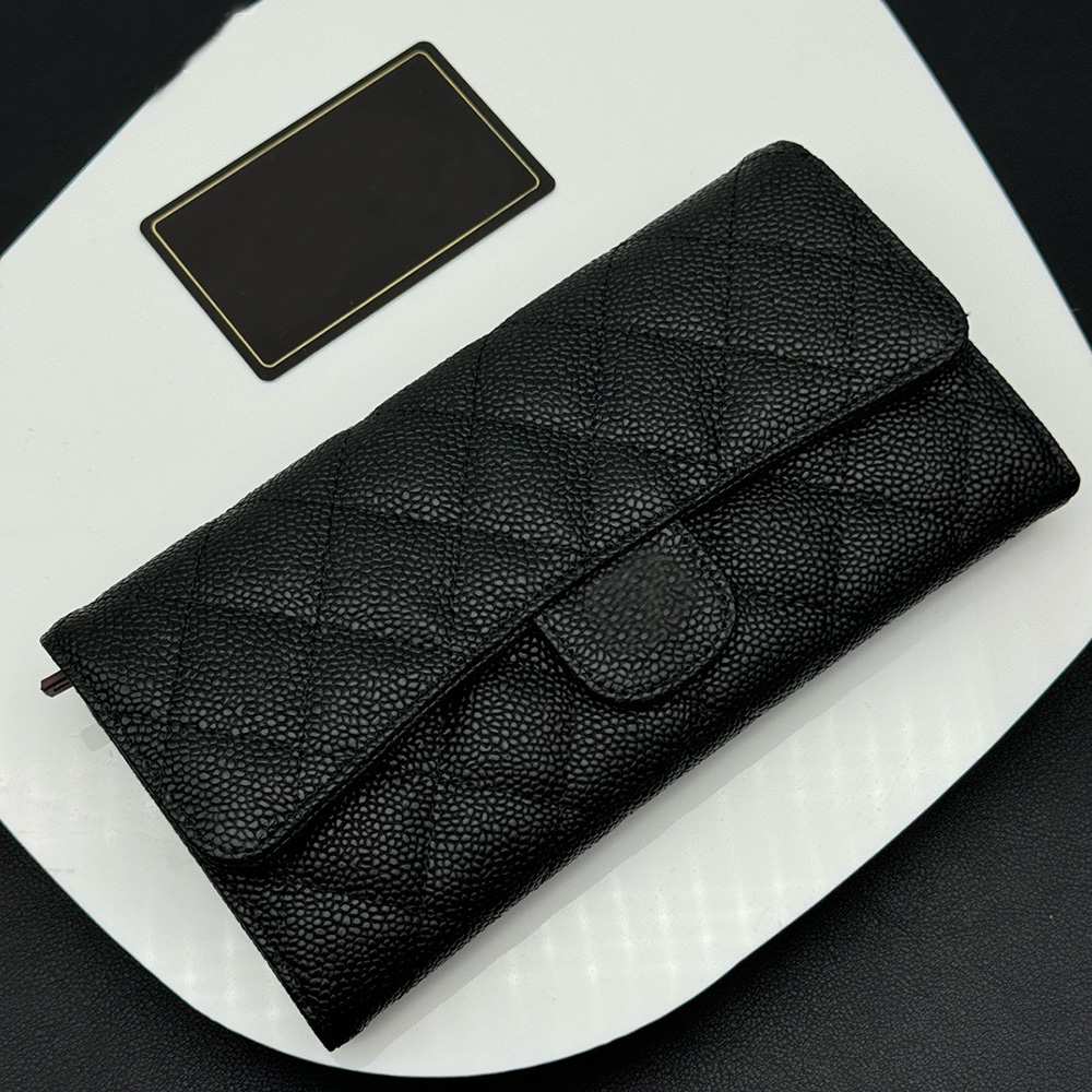 Designer Wallet Leather Caviar Long Women's Wallet Credit Card Holder High Quality Zipper Cash Pocket Coin Purse Luxury Flap Clutch 2025 New Style with Box