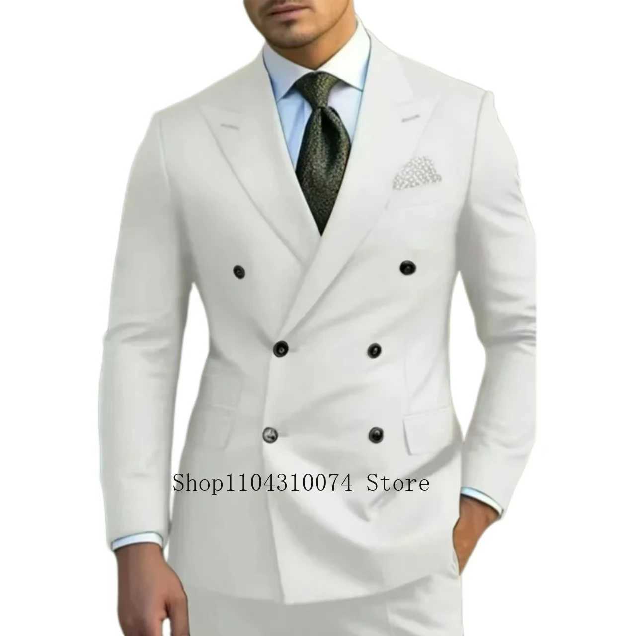 Mens casual suit with retro notch lapel customized 2 pieces of double chest clothingXJ250222