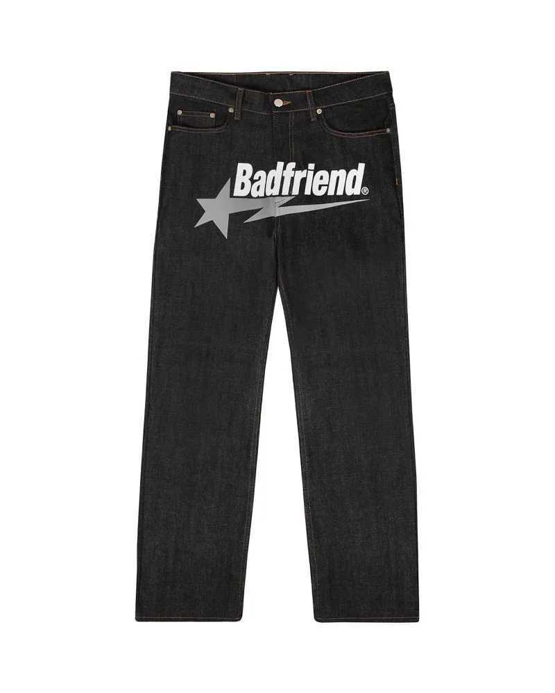 Badfriend Letter Printed Loose Jeans 2024 New Harajuku Fashion Punk Rock Wide-leg Pants Men And Women All-match Y2k Street Jeans W250222