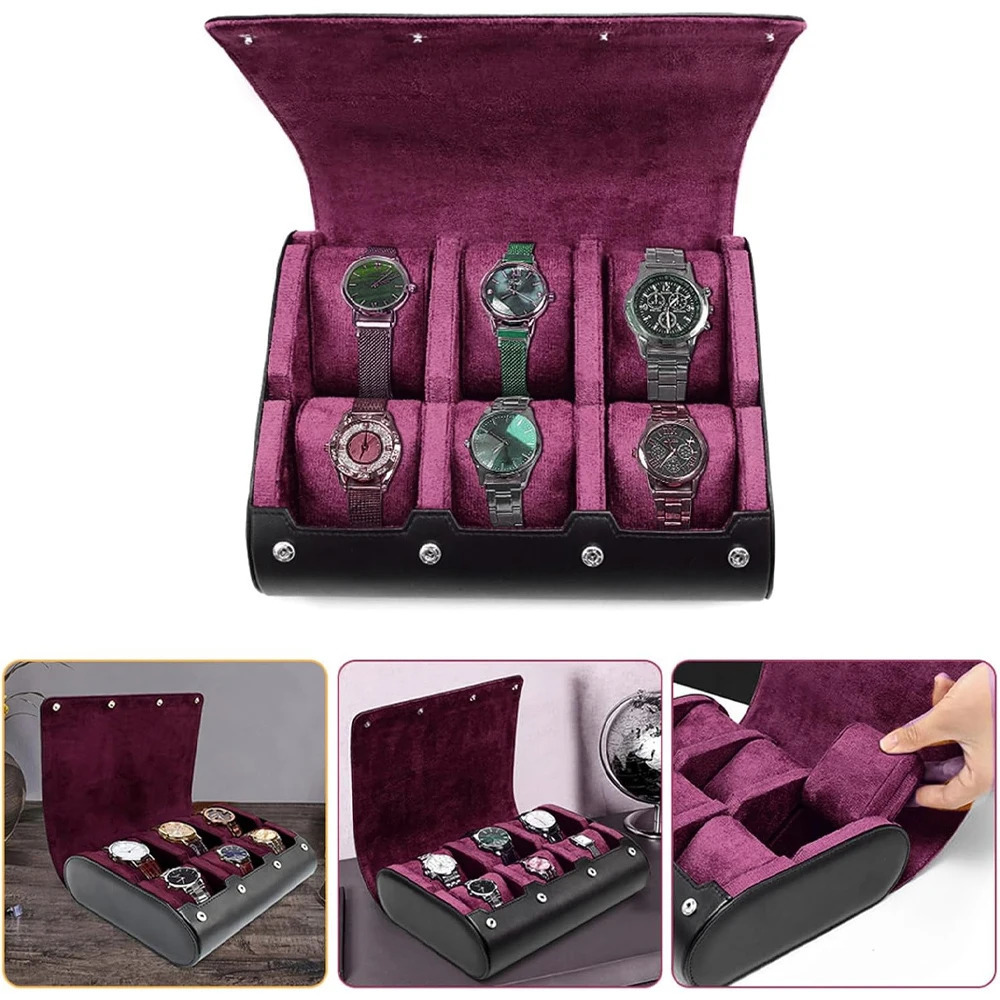 Watch Travel Case - for Men - for Women - Watch Roll Travel Case Organizer Display - Watch Case - 6 Slots Watch Box Organizer250214