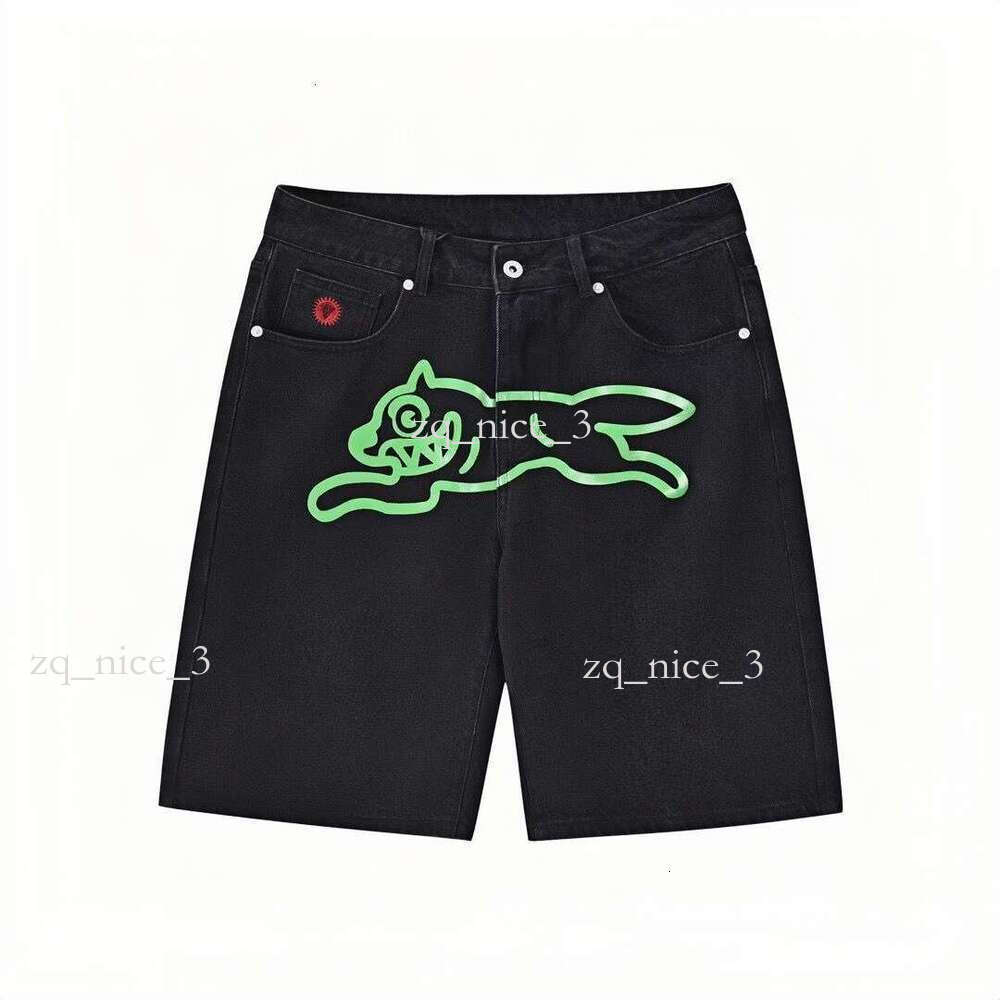 Designer billionaires boys club black jeans for mens Fashion BBC icecream Shorts brand Denim jean man short pant y2k Pants Ink Prints high quality fly