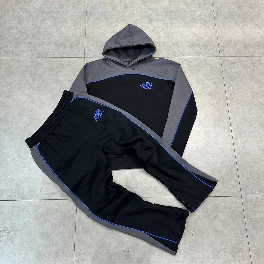 Sy Sweatshirt and Trousers Sports set Jogging Men fleece Hoodie Hooded Tops Pants Women Streetwear Coat Warm patchwork Tracksuit M250221