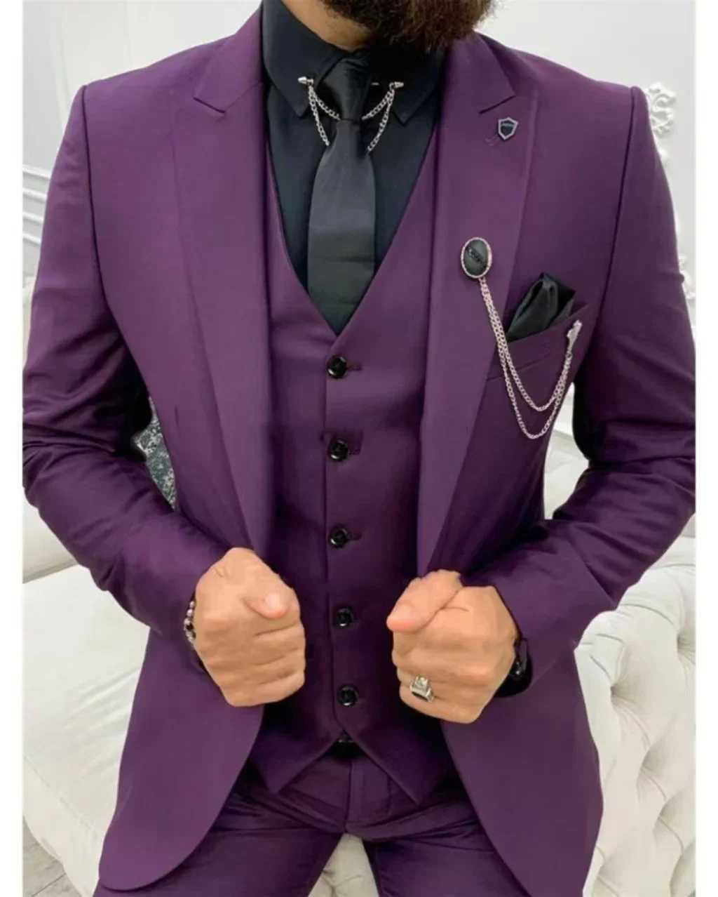 Formal Mens Suits 3 Pieces Blazer Vest and Pants Set Peak Lapel Elegant Suits for Men Wedding Dresses Business Evening PartyXJ250222