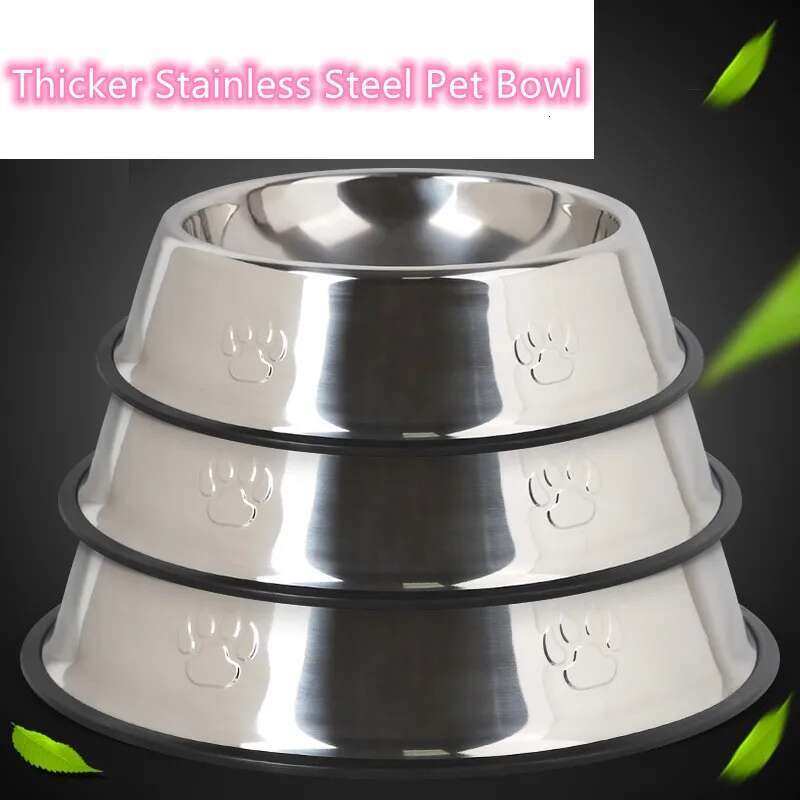 Quality Paw Stainless Steel Bowl Feeder Skidproonti-ant Shape Cat Dog Bowls Food Accessories Pet Supplies 6 Sizes