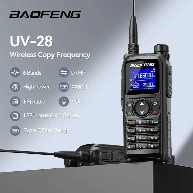 Baofeng UV-28 Walkie Talkie 10W Mti-Band 999CH Wirless Copy Frequency Long Range Receiver Type-C AM Two Way Portable Ham Ra Z250221