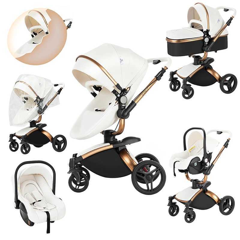 Luxury leather Baby Stroller 3in1 baby carrias baby three pieces baby car Stroller lightweight stroller baby items baby tricycleXJ250222