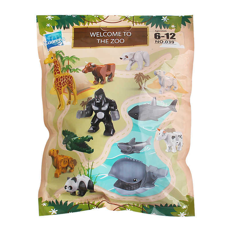 cartoon blocks for export zoo small particle animal building block model assembly DIY early education toys aa891