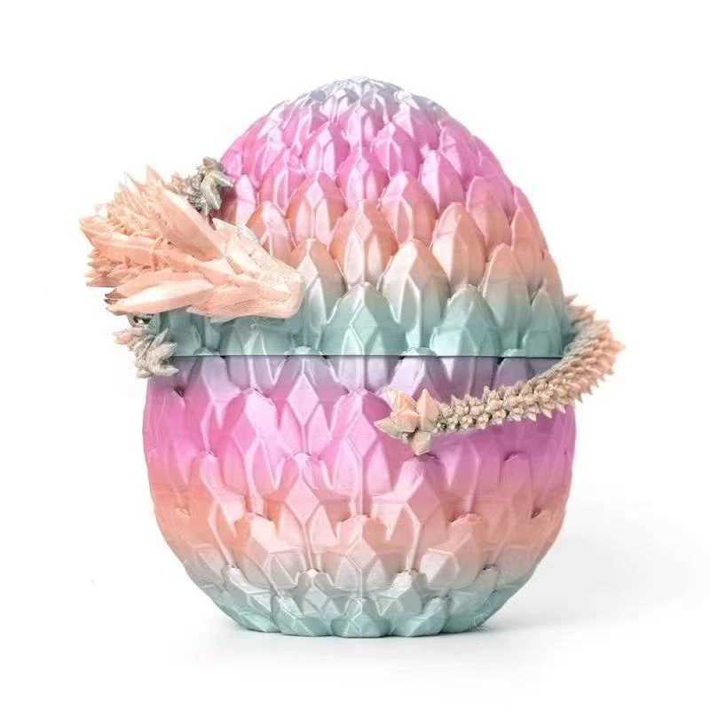 1PCS 3D Printed Egg with Full Dragon Modle Movable Rotatable Articulated Desktop Ornament Kid Toy Free shipping