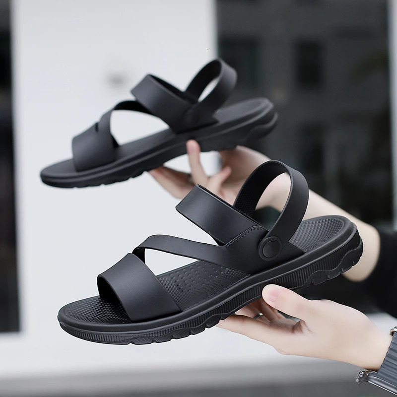 Summer Outdoor Casual Sandals for Men PU Leather Non-slip Breathable Roman Shoes Beach Flip-Flop Garden Shoes 250221