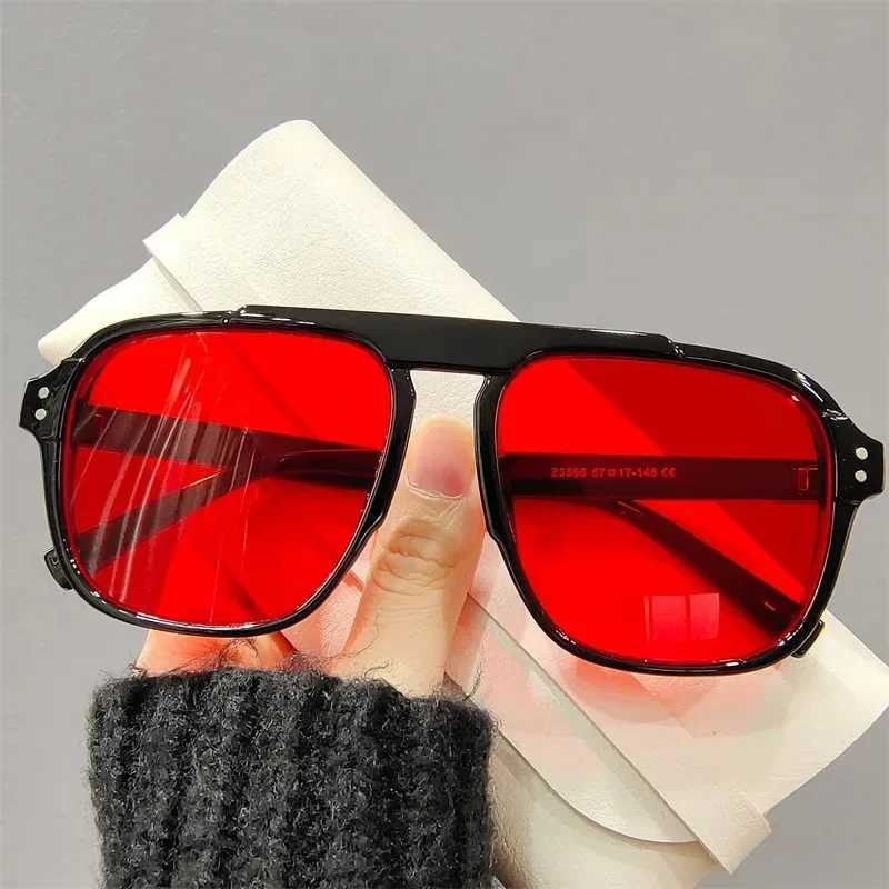 New Oversized Sunglasses Women Men Retro Square Eyewear Yellow Clear Lens Fashion Outdoor Driving Sun Glasses ShadesXJ250222