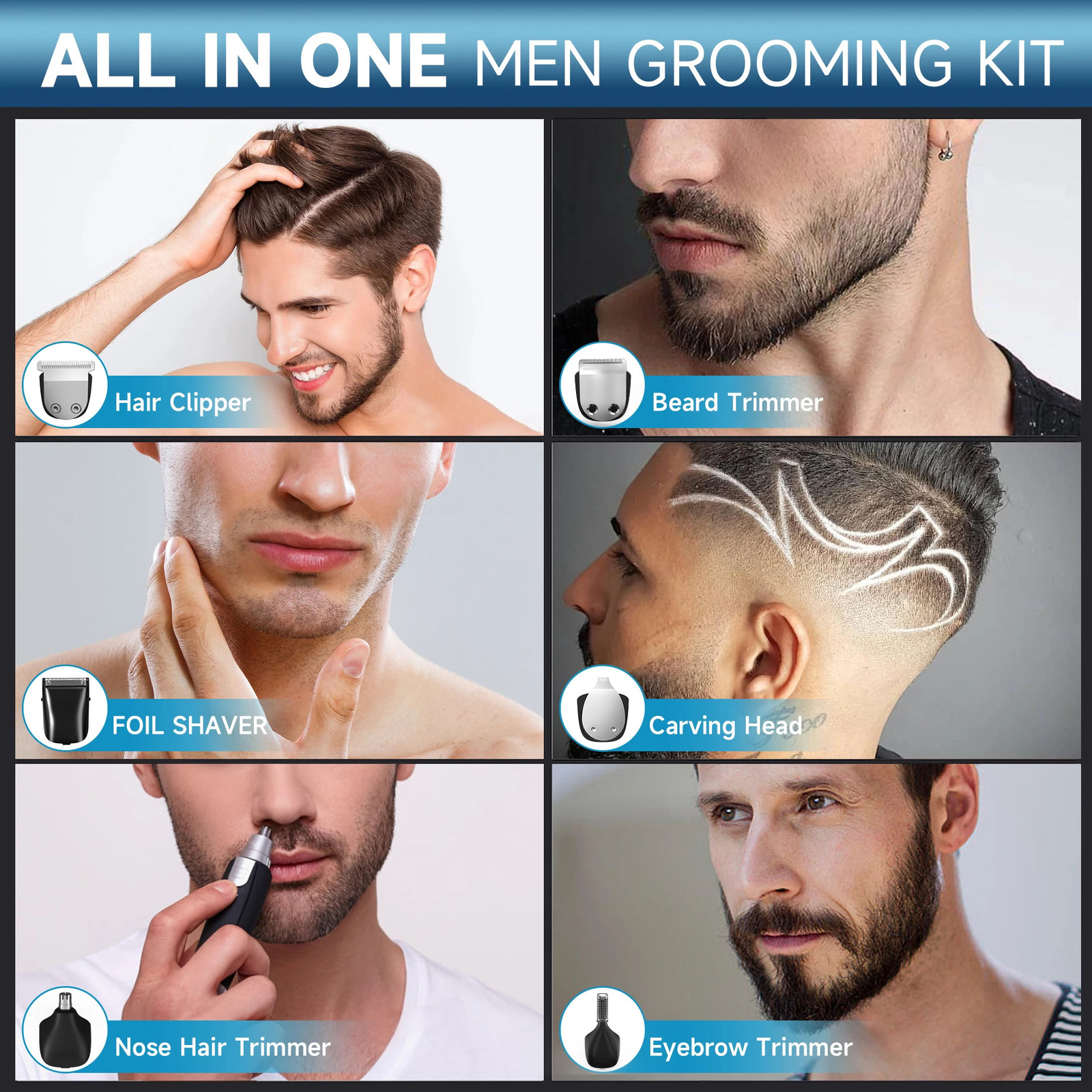 Sejoy MASTER Mens Grooming Kit 5 In 1 Multifunctional Electric Hair Clippers Rechargeable Razor Men Beard Nose Trimmer y250217