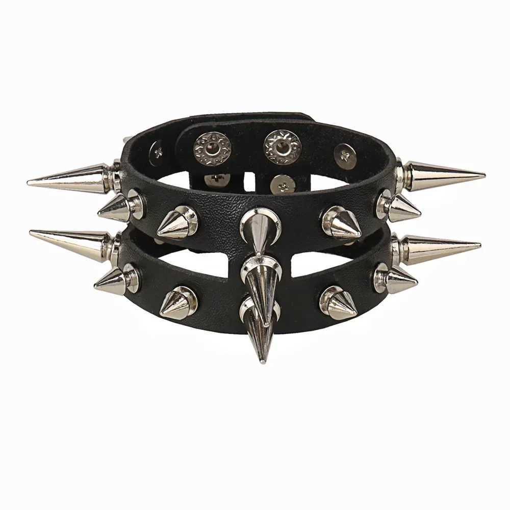 Punk Hip Hop Rock PU Leather Bracelet Unisex Trendy Chain Skull Pentagram Rivet Bracelet Party Jewelry Accessories W250221