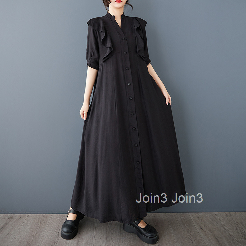 Spring/Summer New Yamamoto Dark Lotus Leaf Edge Collar Dress Loose Temperament Shirt Long Dress