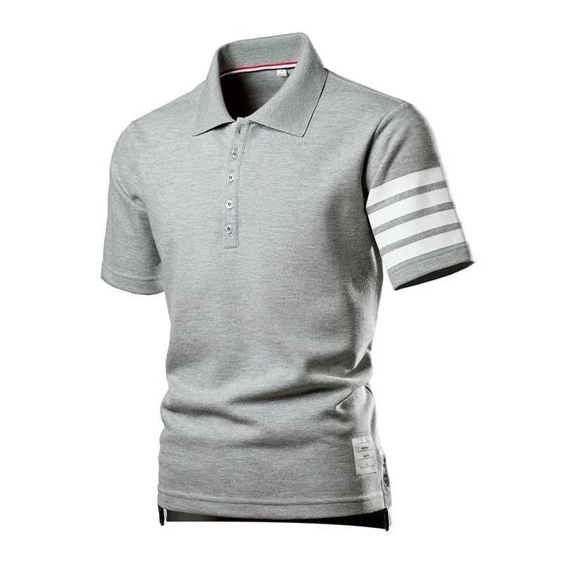 Men's Polos Mens Polo Shirt 2024 Summer New Light and Thin Solid Color Casual Elastic Slim Short Sleeve T-shirt Oversized Size Men Clothing z2502