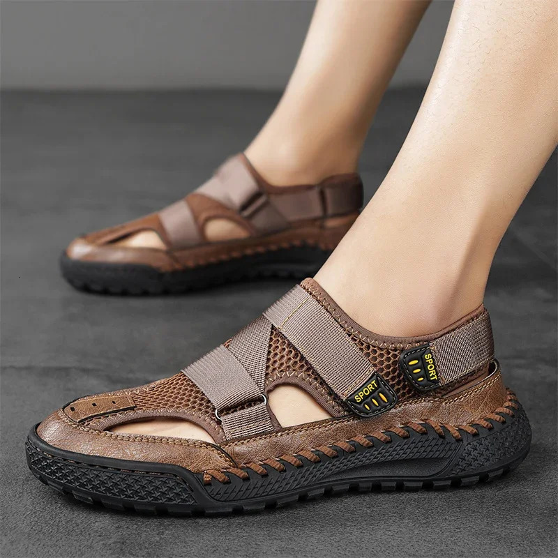 Men Sandals Comfortable Breathable Casual Shoes For Summer Office Outdoor Anti-Collision Large Size Hiking Shoes Slippers Men 250221