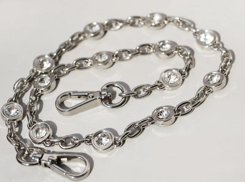 er chain strap Decoration blue stone black metal chain handbag bag purse replacement Accessories Hardware quality 250217