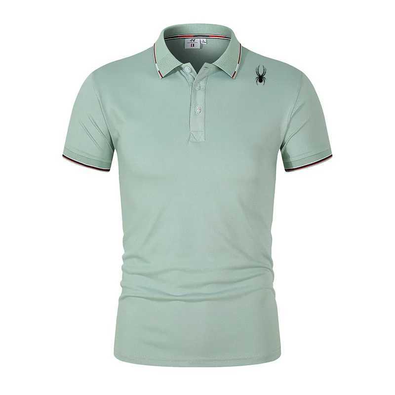 Men's Polos Mens Short-sleeved Polo Shirt Solid Color Polo Neck T-shirt Slim-fit top Korean Spring Summer Fashion Printed Polo Shirt. z250222