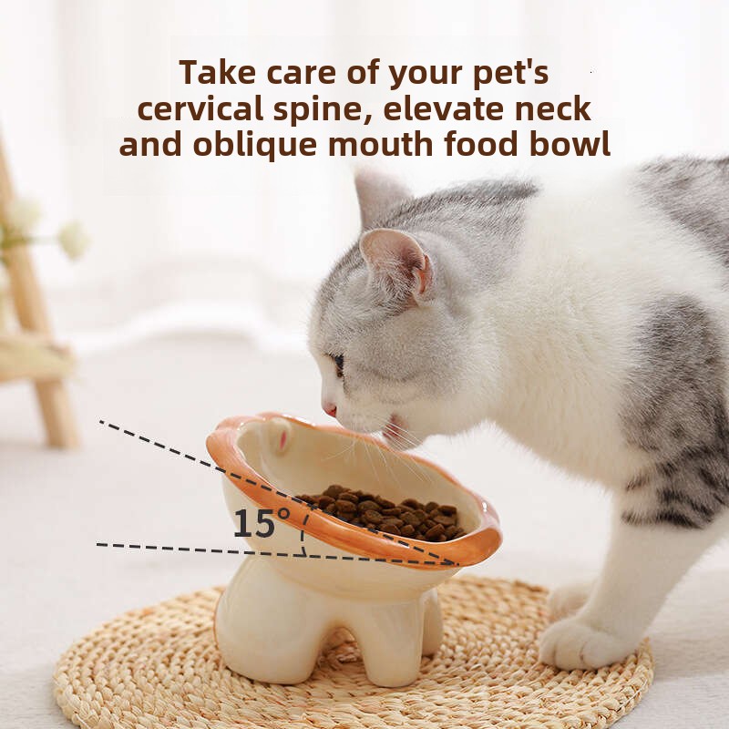 DHpet Elevated Tilted Pet Bowls for Cats & Puppies - Neck-protecting, Anti-spill, Easy Clean, Multiple colors available