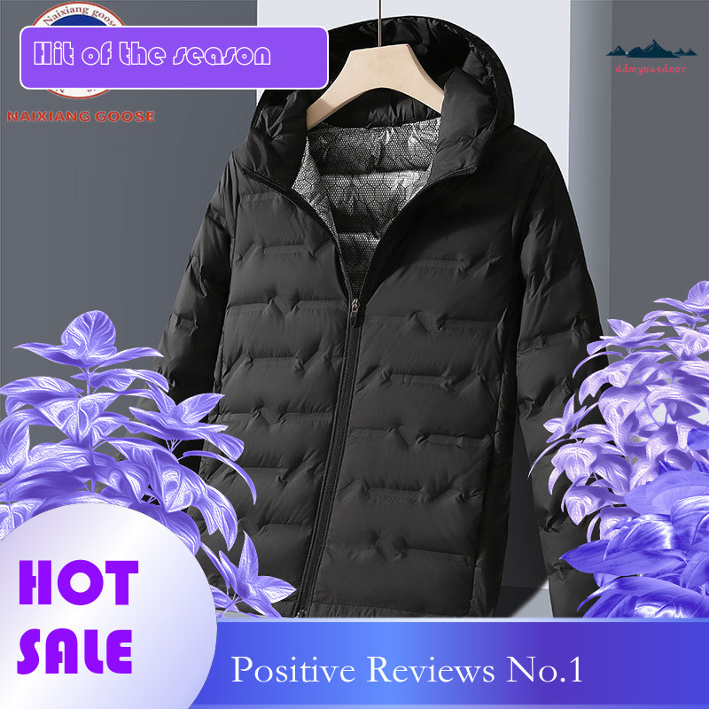Ddmyoutdoor Autumn Winter Hooded Solid Color Lightweight Jacket Warm And Slim Fit Casual Versatile Couple Style Stand Up Collar White Duck Down Jacket