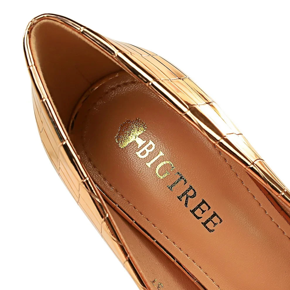 Women 10cm High Heels Pumps Lady Stiletto Metallic Bronze Leather Scarpins Wedding Heels Party Silver Gold Nightclub Retro Shoes 250221