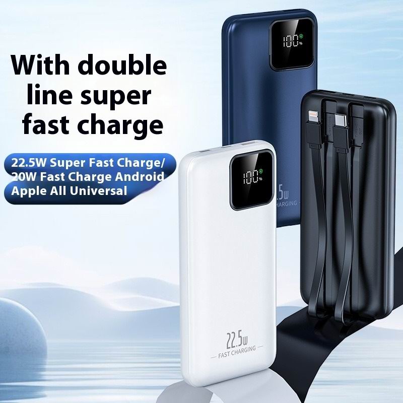 2025 Hot 30000mAh 22.5W Power Bank Super Fast Charging Powerbank Portable Mobile Power With 2 Wire for iPhone Samsung xiaomi
