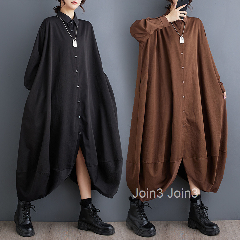 Spring and Autumn New Fat MM Loose Casual Large Edition Shirt Skirt Fashion Bottom Irregular Dress